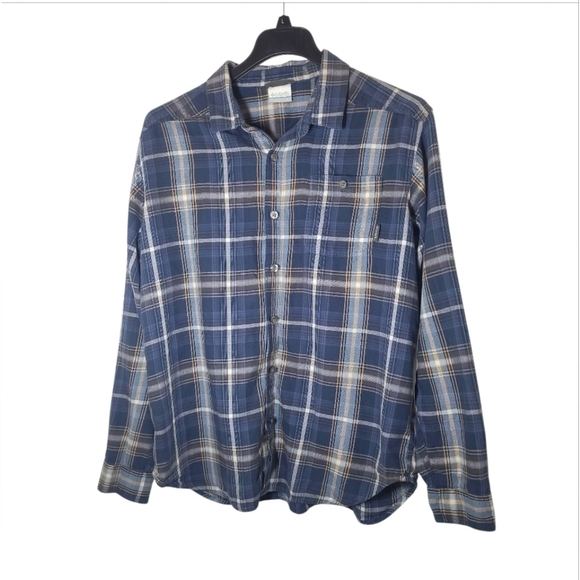 Columbia Cornell Woods Lightweight Plaid Blue Button Up Collared Shirt Size XL - Picture 1 of 7